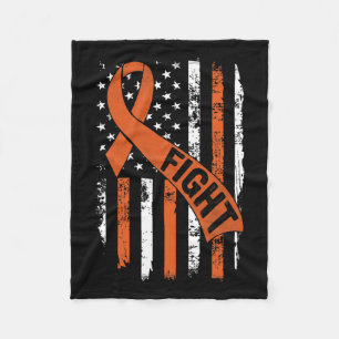 Ribbon Fight American Flag Leukaemia Awareness 1  Fleece Blanket