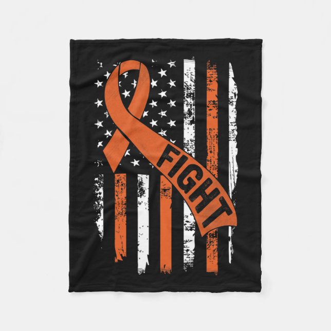 Ribbon Fight American Flag Leukaemia Awareness 1  Fleece Blanket (Front)