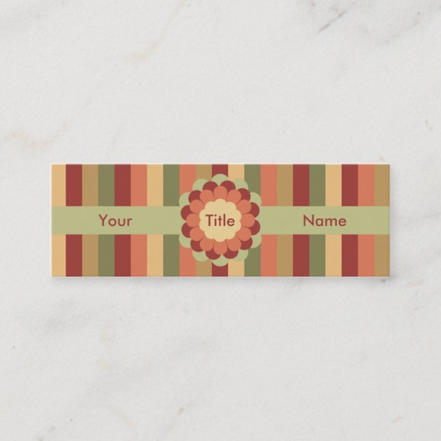 Ribbon Flower Bow Stripe Mini Business Card (Front)