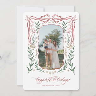 Ribbon Frame Christmas Card with Bow