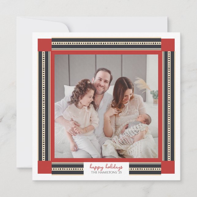 Ribbon Frame Happy Holidays Card (Front)
