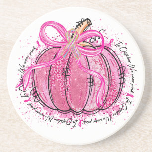 Ribbon Glitter in October We Wear Pink Coaster