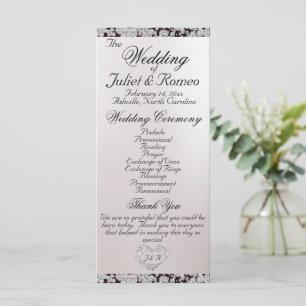 Ribbon & Glitter on Pearl - Purple Wedding Programme