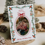 Ribbon Greenery Photo Christmas Card<br><div class="desc">Photo Christmas Card - Ready to be personalised by you!</div>