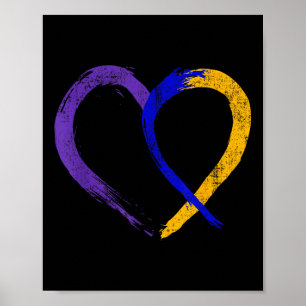 Ribbon Heart Bladder Cancer Purple Blue And Yellow Poster