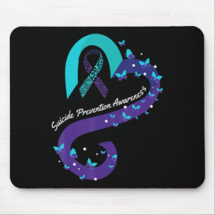 Ribbon Heart Butterfly Suicide Awareness Mental He Mouse Pad