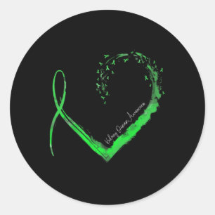 Ribbon Heart Kidney Disease Awareness  Classic Round Sticker