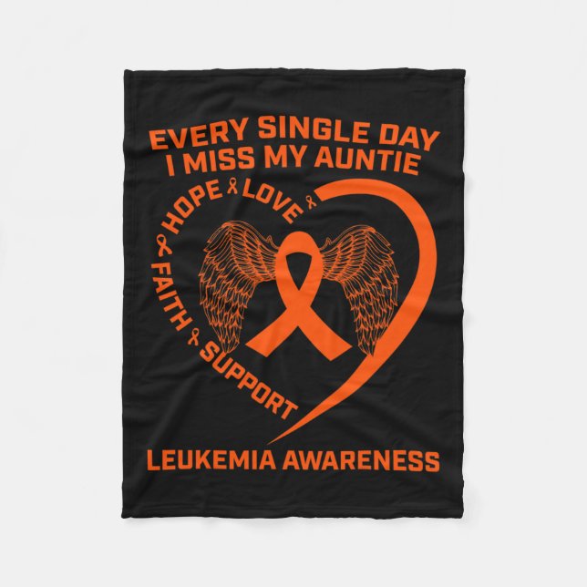 Ribbon Heart Leukaemia Awareness In Memory Of Aunt Fleece Blanket (Front)