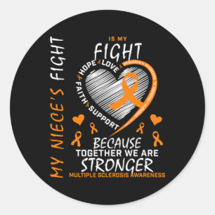 Ribbon Heart Ms Niece Multiple Sclerosis Awareness Classic Round Sticker