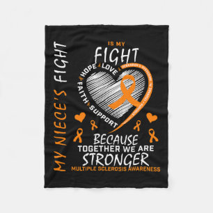 Ribbon Heart Ms Niece Multiple Sclerosis Awareness Fleece Blanket
