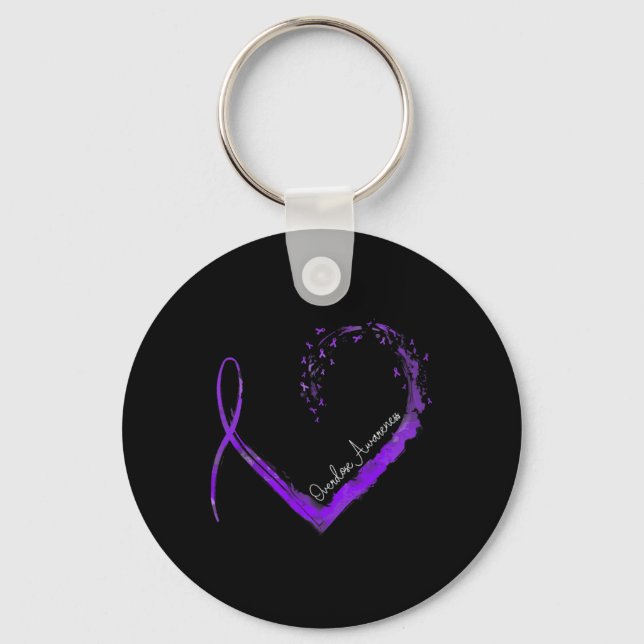 Ribbon Heart Overdose Awareness  Key Ring (Front)