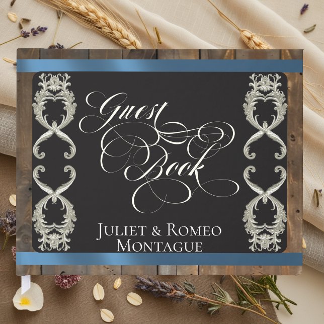 Ribbon & Heart Wedding - Blue Guest Book (Creator Uploaded)