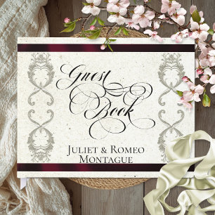 Ribbon & Heart Wedding - Cream/Burgundy Guest Book