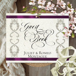 Ribbon & Heart Wedding - Cream/Plum Guest Book