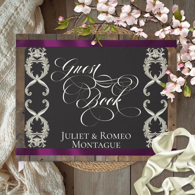 Ribbon & Heart Wedding - Plum Guest Book (Creator Uploaded)