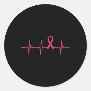 Ribbon Heartbeat Breast Cancer Awareness Gift Classic Round Sticker