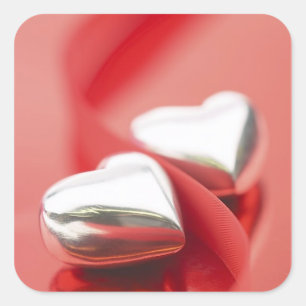 Ribbon Hearts Square Sticker