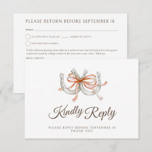 Ribbon Horseshoe Fall Wedding Meal Choice QR Code RSVP Card