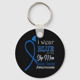 Ribbon I Wear Blue For Step Mum Colon Cancer Aware Key Ring