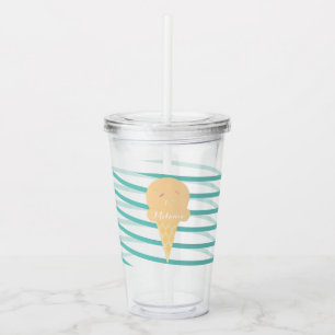 Ribbon Icecream Stripes Monogram Acrylic Tumbler