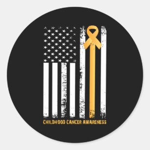 Ribbon In A Flag Childhood Cancer Awareness Classic Round Sticker