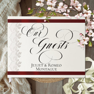 Ribbon & Lace Wedding - Burgundy Guest Book