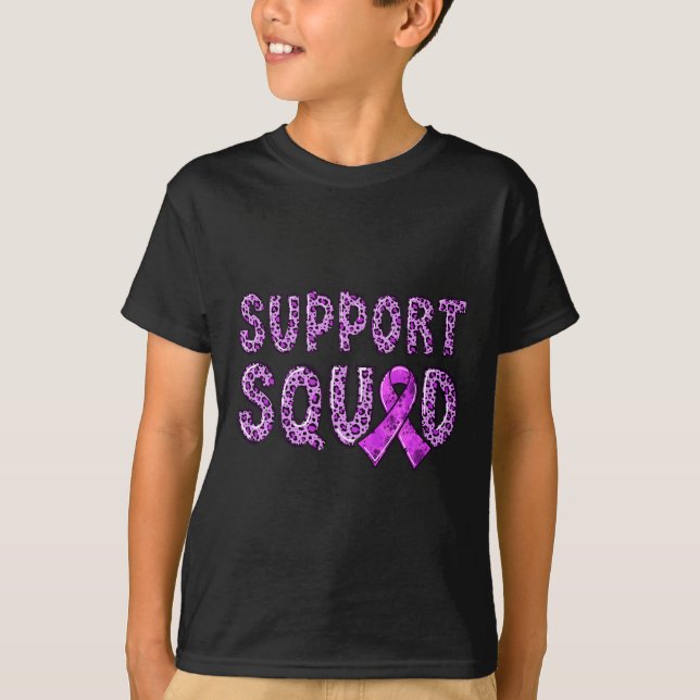 Ribbon Leopard Print Support Squad Overdose 1  T-Shirt (Front)