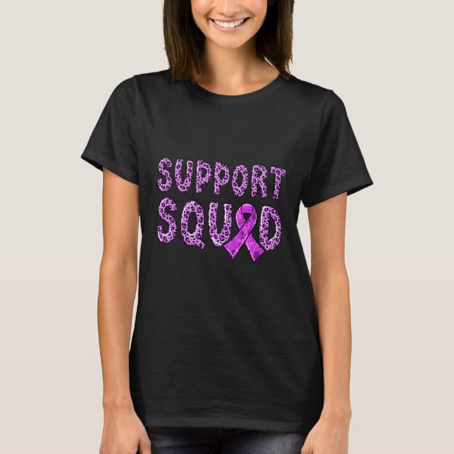 Ribbon Leopard Print Support Squad Overdose 1  T-Shirt (Front)