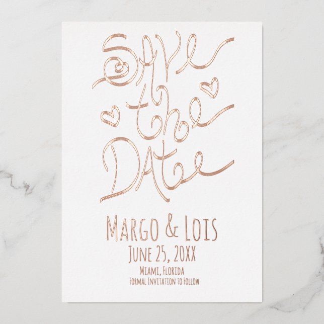 Ribbon Lettering Save the Date Pressed   (Front)