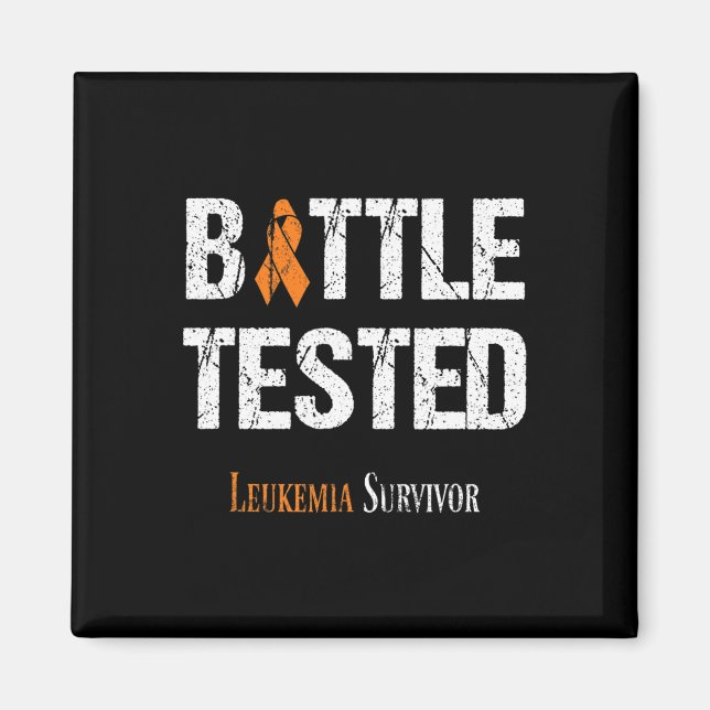 Ribbon Leukaemia Awareness Battle Tested  Magnet (Front)