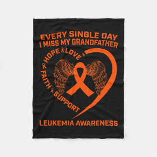 Ribbon Leukaemia Awareness In Memory Of Grandfathe Fleece Blanket