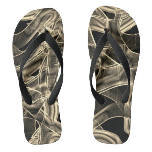 Ribbon-like curves, khaki or beige lines in relief jandals