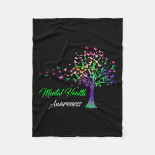 Ribbon Mental Health Awareness Fleece Blanket