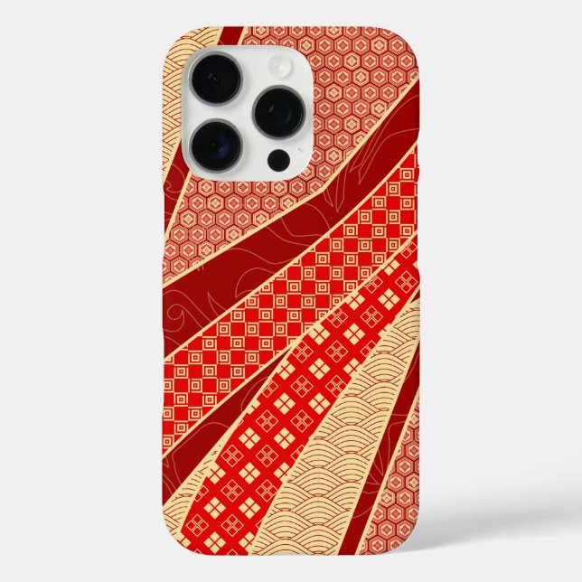 Ribbon Mix Pattern Golden Red Case-Mate iPhone Case (Back)