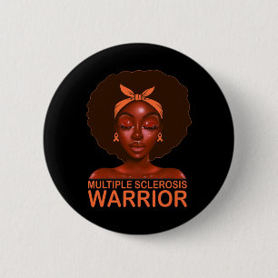 Ribbon Ms Awareness Warrior Black Afro Women Girls 6 Cm Round Badge