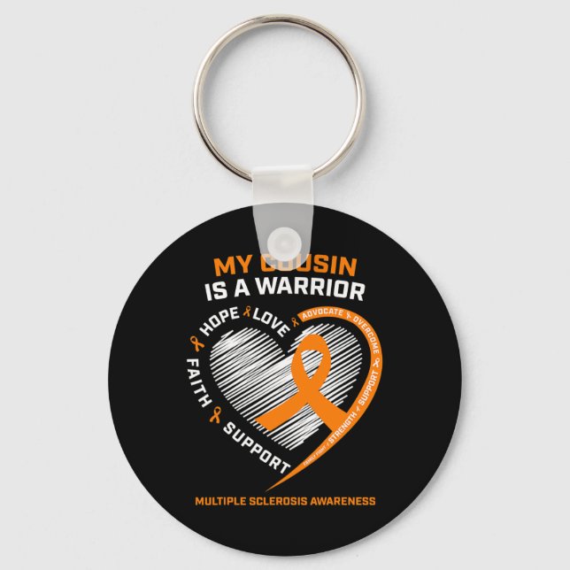 Ribbon Ms Warrior Cousin Multiple Sclerosis Awaren Key Ring (Front)