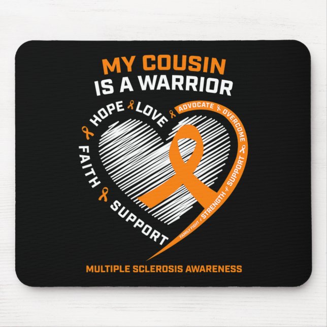 Ribbon Ms Warrior Cousin Multiple Sclerosis Awaren Mouse Pad (Front)