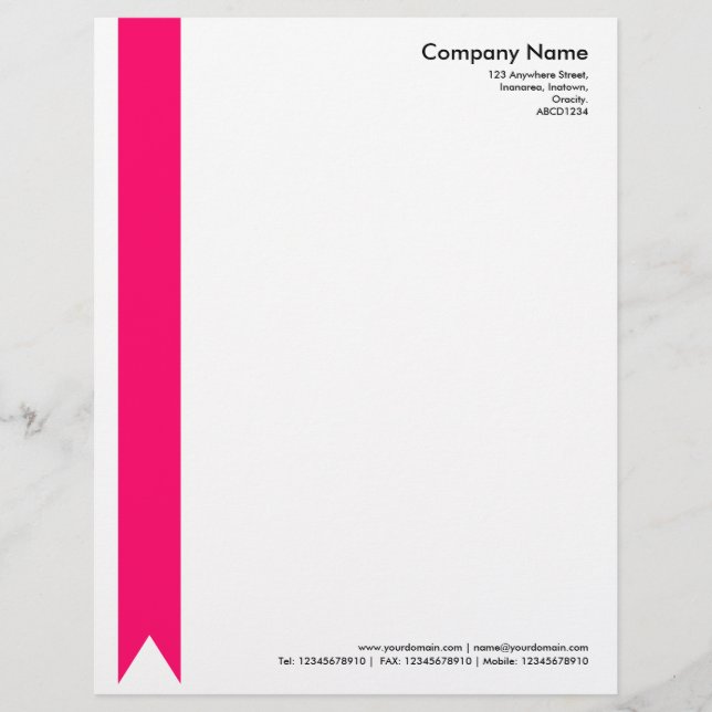 Ribbon - Neon Red Custom Letterhead (Front)