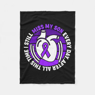 Ribbon Overdose Awareness Miss My Son Memory Fleece Blanket