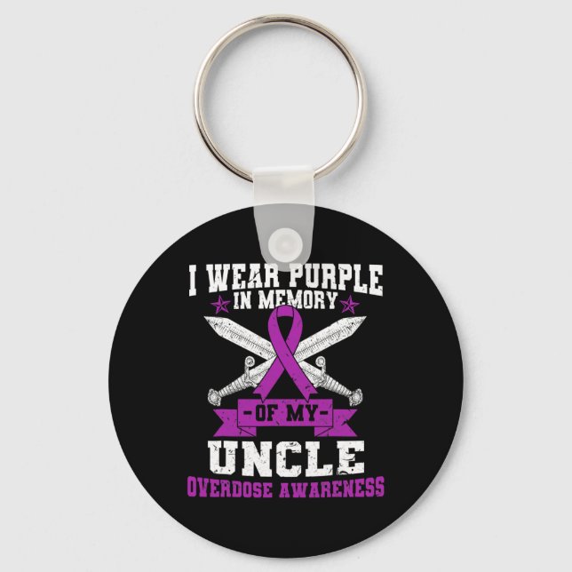 Ribbon Overdose Awareness Month Costume Uncle  Key Ring (Front)