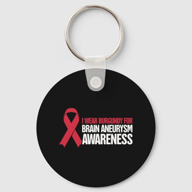 Ribbon Present  Brain Aneurysm Awareness  Key Ring (Front)
