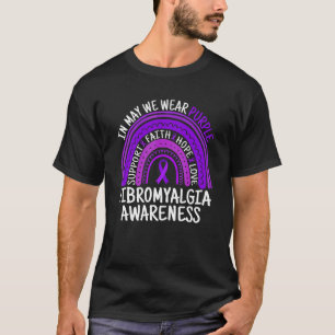 Ribbon Rainbow In May We Wear Purple Fibromyalgia T-Shirt