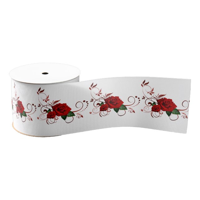 Ribbon Red Roses Mother's Day Grosgrain Ribbon (Spool)