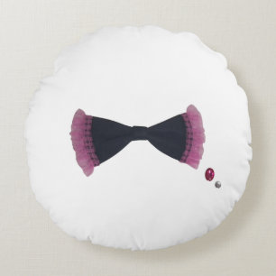 Ribbon & Rhinestone Round Cushion