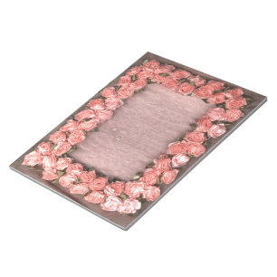 Ribbon Roses And Leaves On Satin Photo Frame Notep Notepad