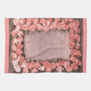 Ribbon Roses Satin Photo Frame Kitchen Towel