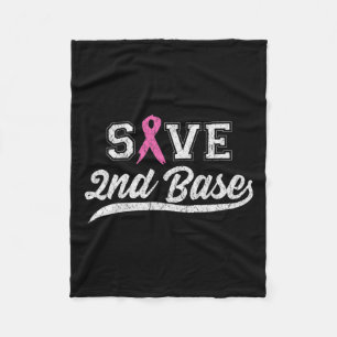 Ribbon Save Second Base Breast Cancer Awareness Vi Fleece Blanket