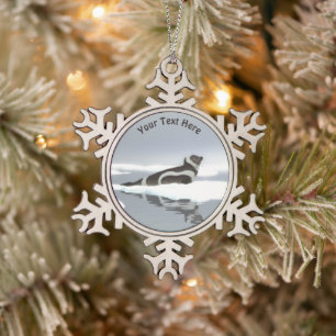 Ribbon Seal On Ice Snowflake Pewter Christmas Ornament