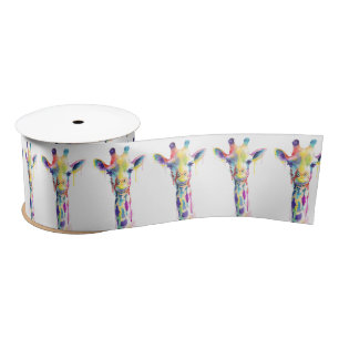 Ribbon - Side By Side Colourful Giraffe Satin Ribbon