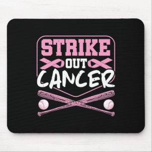 Ribbon Strike Out Cancer Baseball Mouse Pad